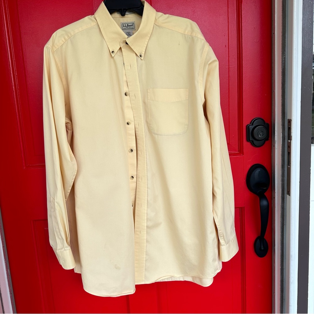 L.L.Bean yellow button down long sleeve shirt mens Large -Tall inner shirt